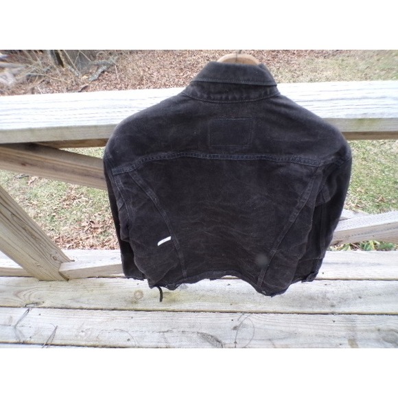 Levis Mens Black Denim Trucker Jacket XXL Red Tab Classic Button Front Coat - Picture 2 of 3